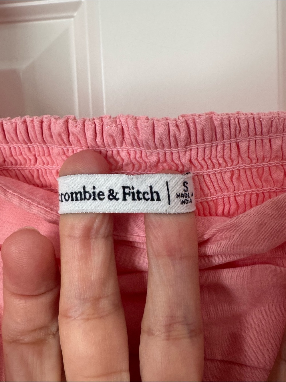 Abercrombie & Fitch Ruched Bodice Puff Sleeve Mini Dress Pink Size S - Picture 9 of 10